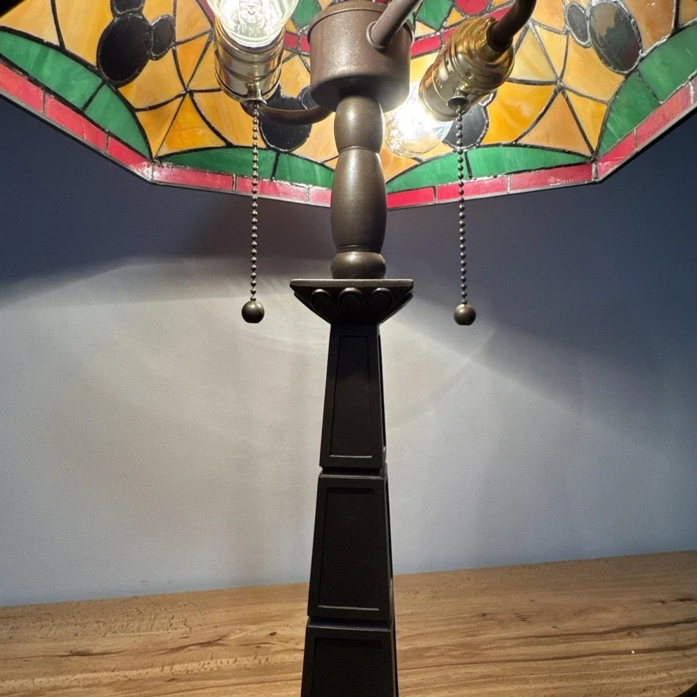 VTG Rare Disney Mickey Mouse Tiffany Style Table Lamp Stained Glass Ltd Ed 24